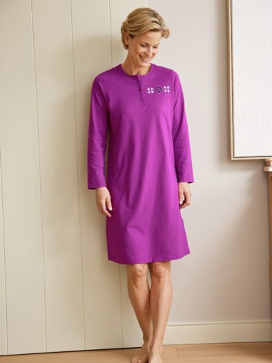 Baumwoll-Nachtkleid 2er Pack Violett/ Marine