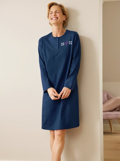 Baumwoll-Nachtkleid 2er Pack Violett/ Marine