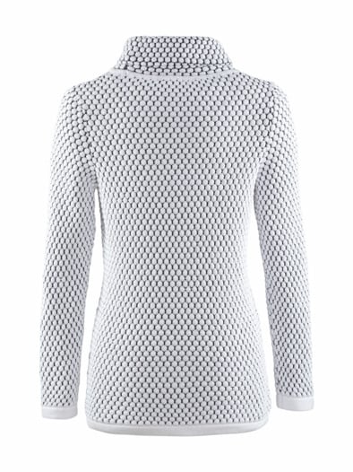 Stracciatella-Waben-Strick-Pullover schwarz-weiß