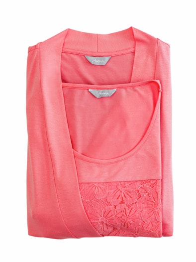 Viskose-Twinset Ajour Flamingo Pink