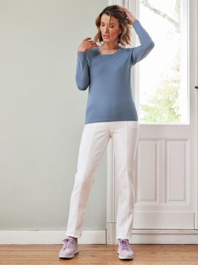 Langarm-Shirt Baumwolle Indigo