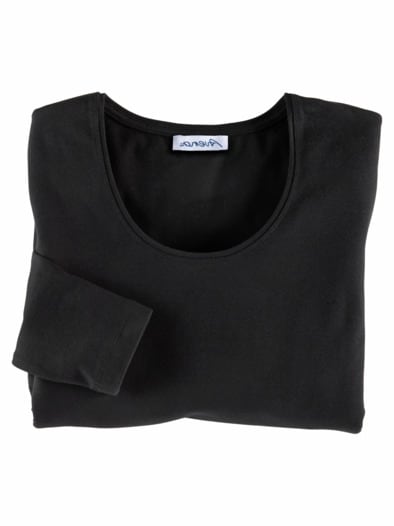 Langarm-Shirt Baumwolle Schwarz