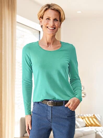 Langarm-Shirt Baumwolle Mint