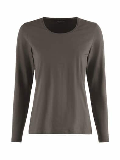 Langarm-Shirt Baumwolle Kaffee