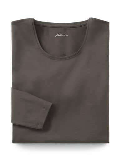Langarm-Shirt Baumwolle Kaffee