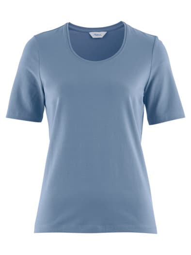 Halbarm-Shirt Baumwolle Indigo