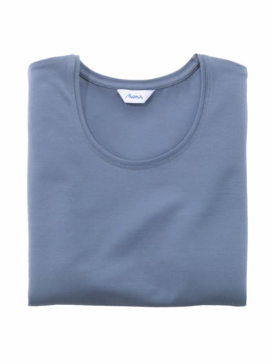 Halbarm-Shirt Baumwolle Indigo