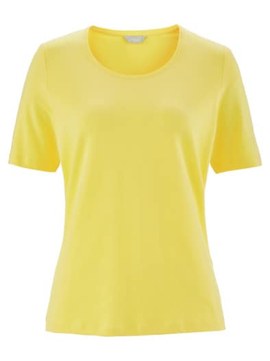 Halbarm-Shirt Baumwolle Gelb