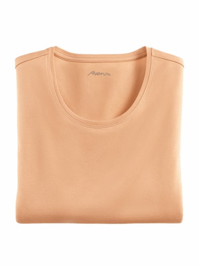 Halbarm-Shirt Baumwolle Pfirsich