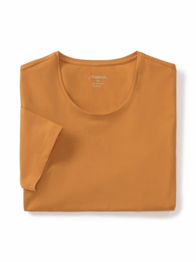 Halbarm-Shirt Baumwolle Safran