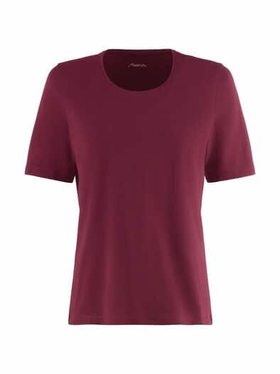 Halbarm-Shirt Baumwolle Bordeaux