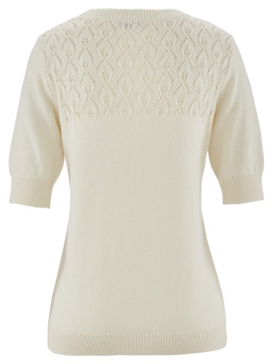Kurzarm-Pullover Sommerleicht Offwhite