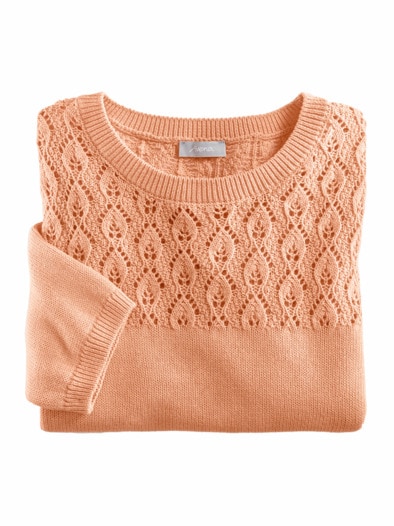Kurzarm-Pullover Sommerleicht Pfirsich