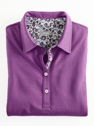 Baumwoll-Poloshirt Liberty Kragen Violett