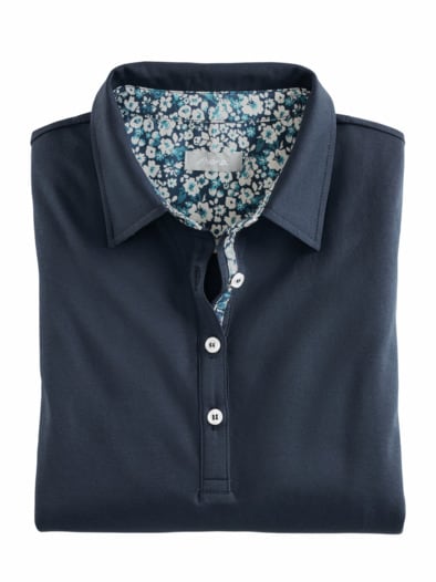 Baumwoll-Poloshirt Liberty Kragen Marine