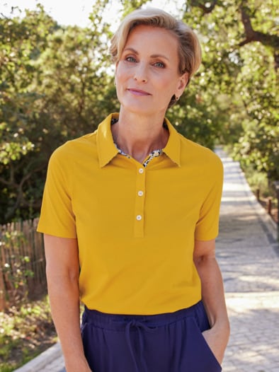 Baumwoll-Poloshirt Liberty Kragen Safran