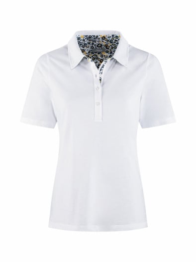 Baumwoll-Poloshirt Liberty Kragen Weiß