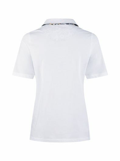 Baumwoll-Poloshirt Liberty Kragen Weiß