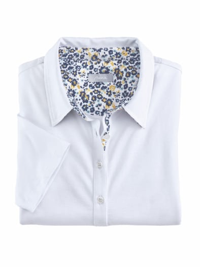 Baumwoll-Poloshirt Liberty Kragen Weiß