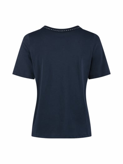 V-Ausschnitt Shirt Schmuckdetails Blau