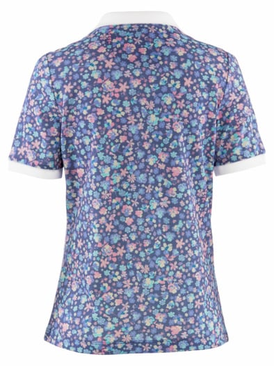 Poloshirt Bio-Baumwolle Blau geblümt