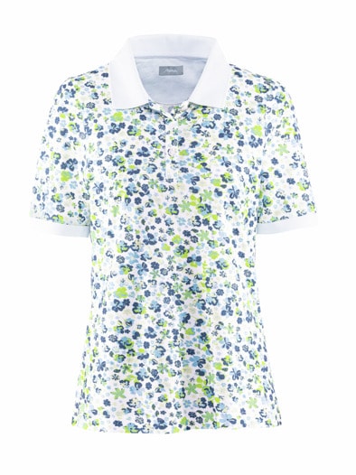 Poloshirt Bio-Baumwolle Limette geblümt