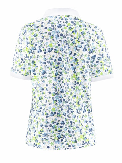 Poloshirt Bio-Baumwolle Limette geblümt