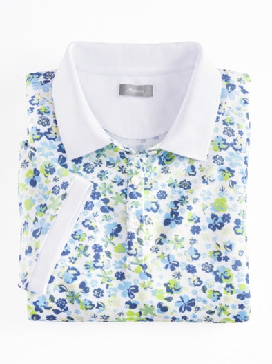 Poloshirt Bio-Baumwolle Limette geblümt