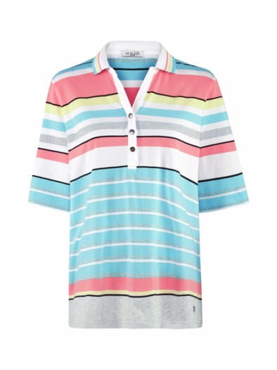 Halbarm-Poloshirt Lagune Pastell gestr.