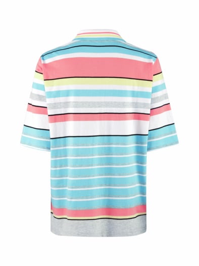 Halbarm-Poloshirt Lagune Pastell gestr.