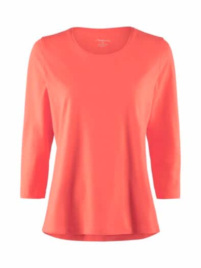 Baumwoll-Shirt 3/4 Arm Koralle