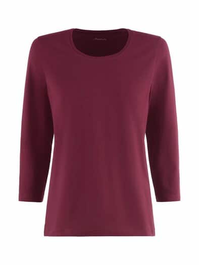 Baumwoll-Shirt 3/4 Arm Bordeaux