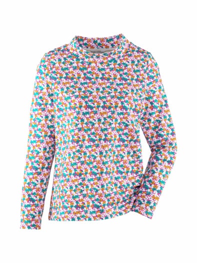 Stehkragen-Shirt Pfirsichweich Mint gemustert