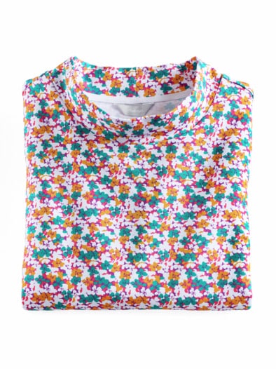 Stehkragen-Shirt Pfirsichweich Mint gemustert