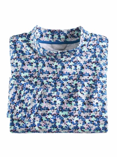 Stehkragen-Shirt Pfirsichweich Mint bedruck
