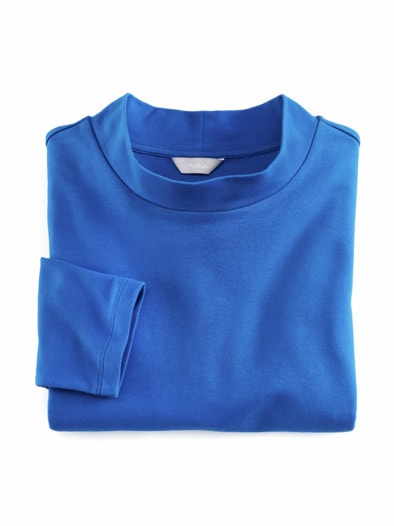 Stehkragen-Shirt Pfirsichweich Royal Blau