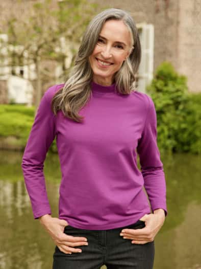 Stehkragen-Shirt Pfirsichweich Violett
