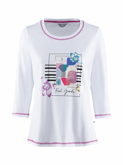 Wohlfühl-Baumwoll-Shirt Art Deco Weiß