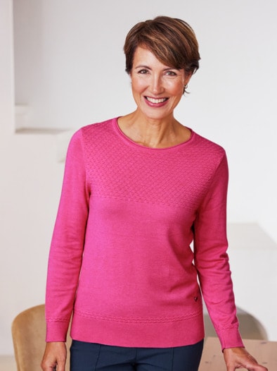 Struktur-Pullover Viskose-Mix Beere
