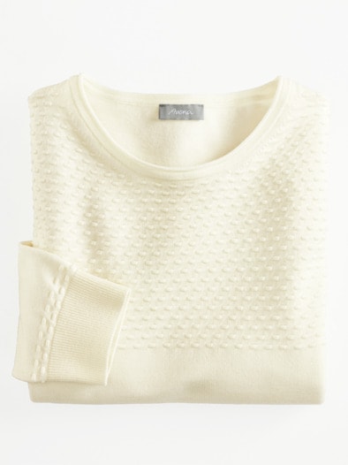 Struktur-Pullover Viskose-Mix Offwhite
