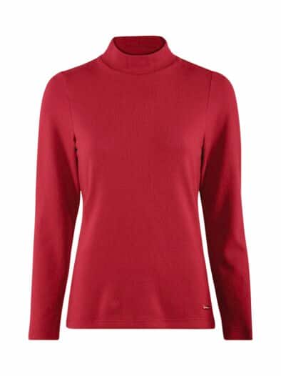 Kuschel-Shirt Stehkragen Rubinrot