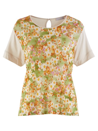 Blusenshirt Lyocell Grün geblümt