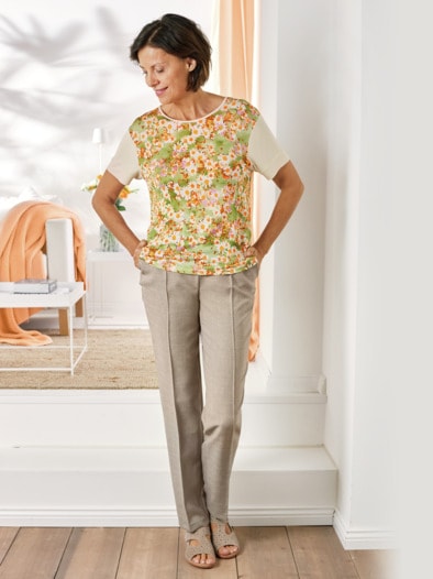 Blusenshirt Lyocell Grün geblümt