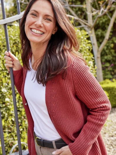 Strickjacke Kaschmirweich Rostrot