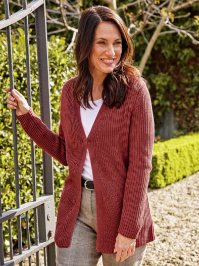 Strickjacke Kaschmirweich Rostrot