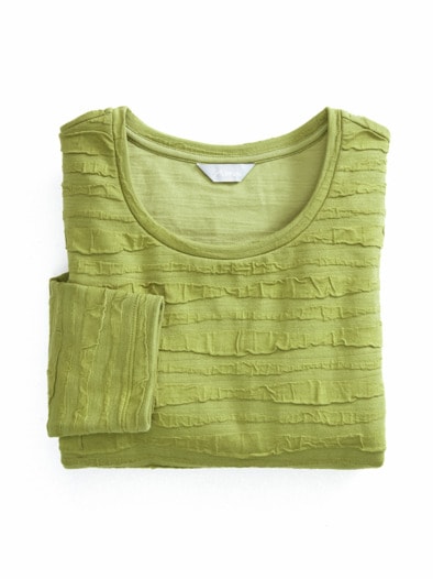 Rundhals-Shirt Strukturmuster Pistazie