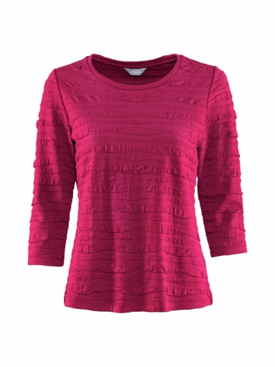 Rundhals-Shirt Strukturmuster Beere