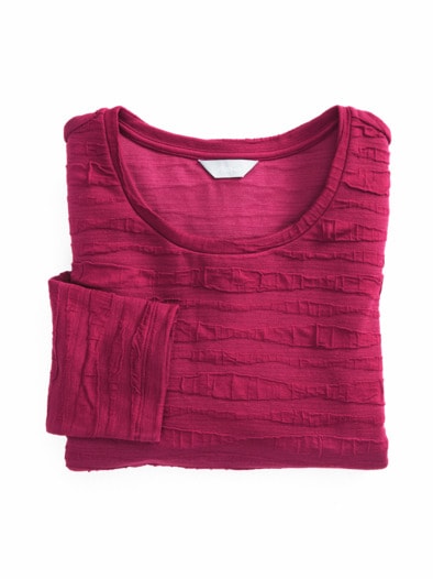 Rundhals-Shirt Strukturmuster Beere