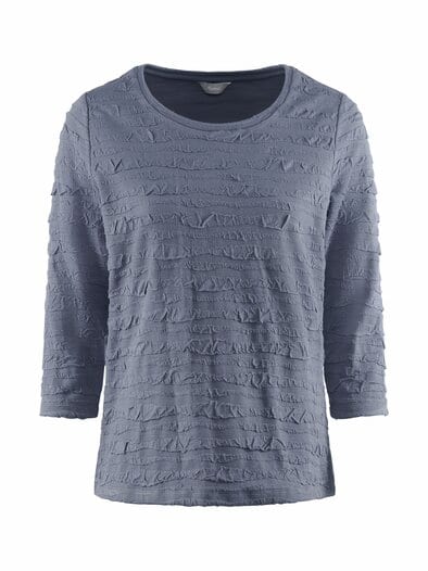 Rundhals-Shirt Strukturmuster Granitblau