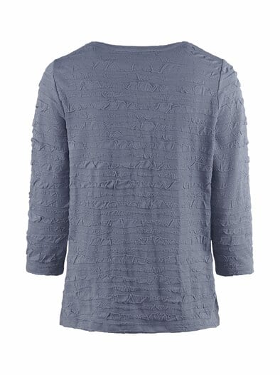 Rundhals-Shirt Strukturmuster Granitblau
